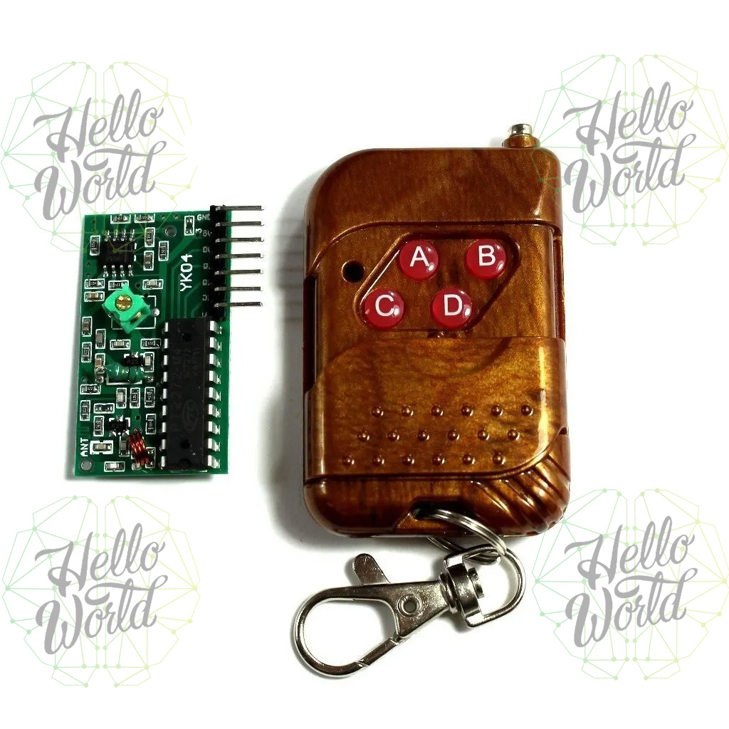Kit control remoto y receptor RF 315 MHz de 4 canales con carcasa