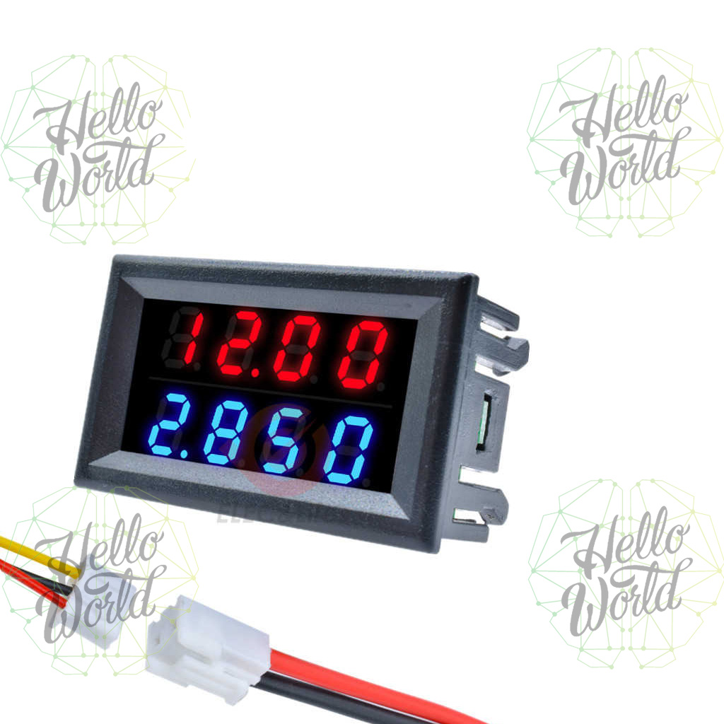 Voltímetro amperímetro 100V 10A digital DC rojo azul - Imagen 2