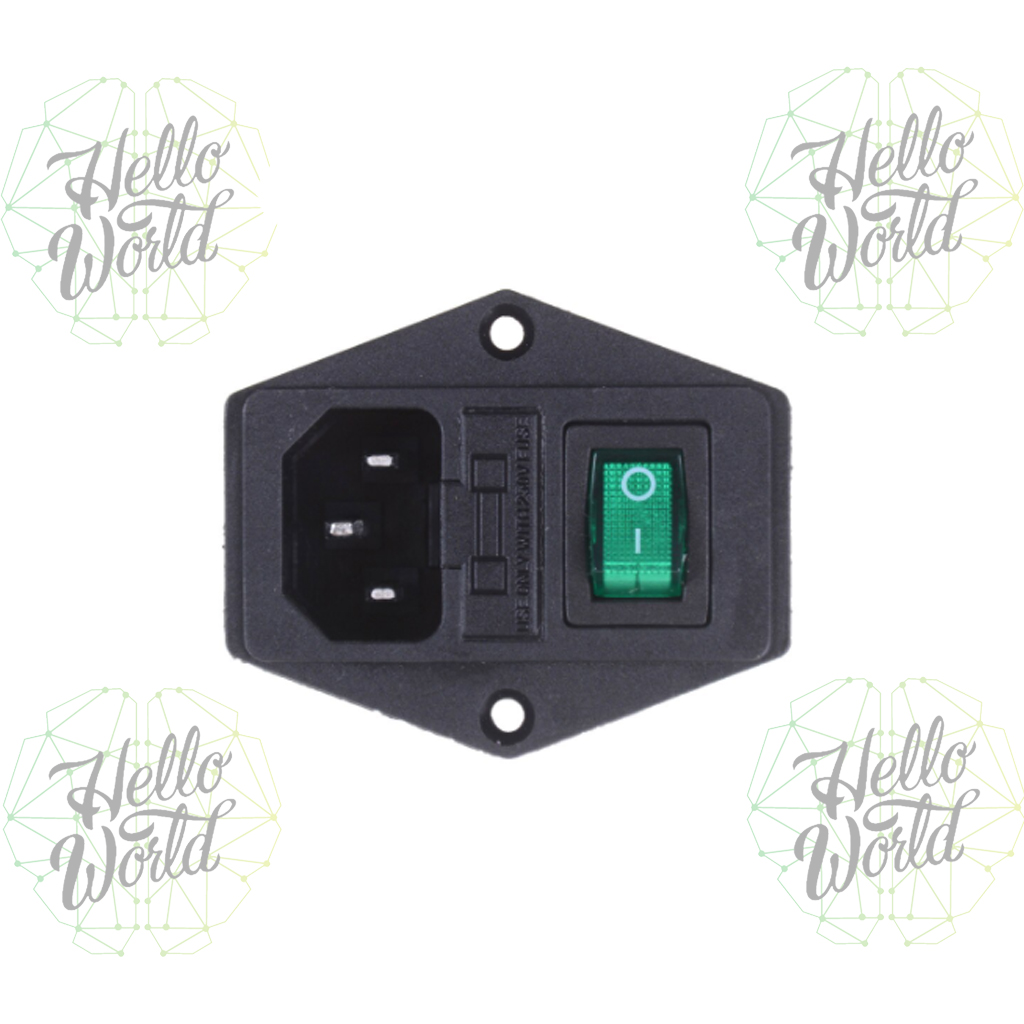 Interruptor basculante de alimentación IEC, 3 pines, 320 C14, toma de corriente de 16A, 250V, con fusible de 10A